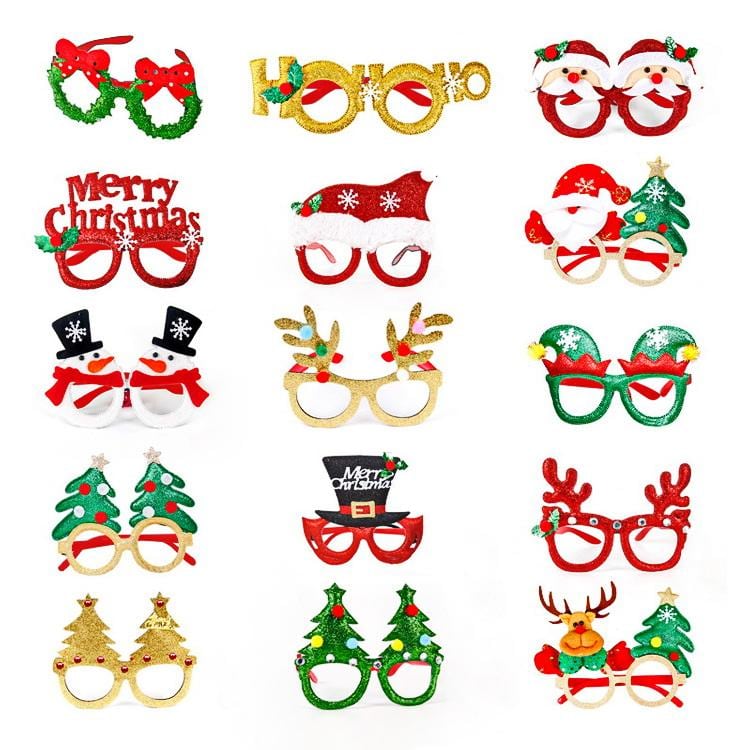 Gafas de Papá Noel, reno y muñeco de nieve