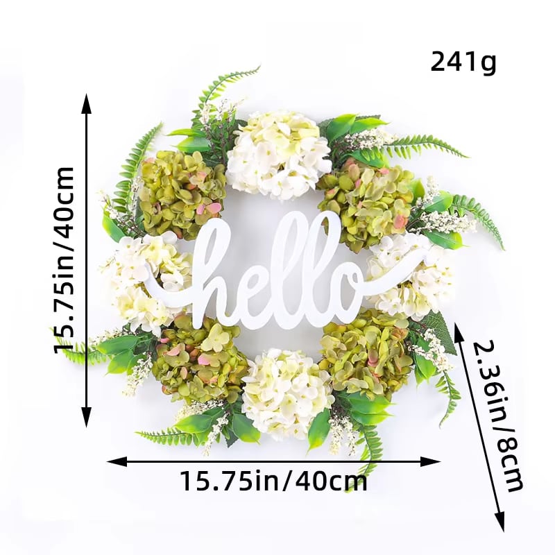 Corona floral para puerta Hello · referencia de imagen 1
