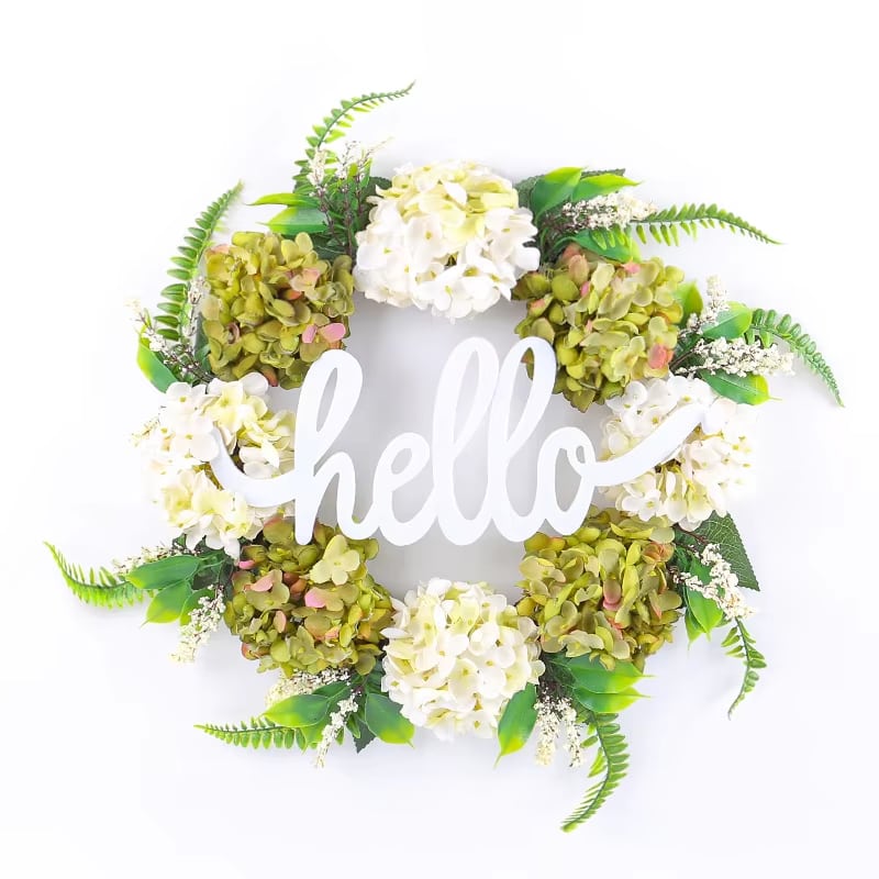 Corona floral para puerta Hello · referencia de imagen 5