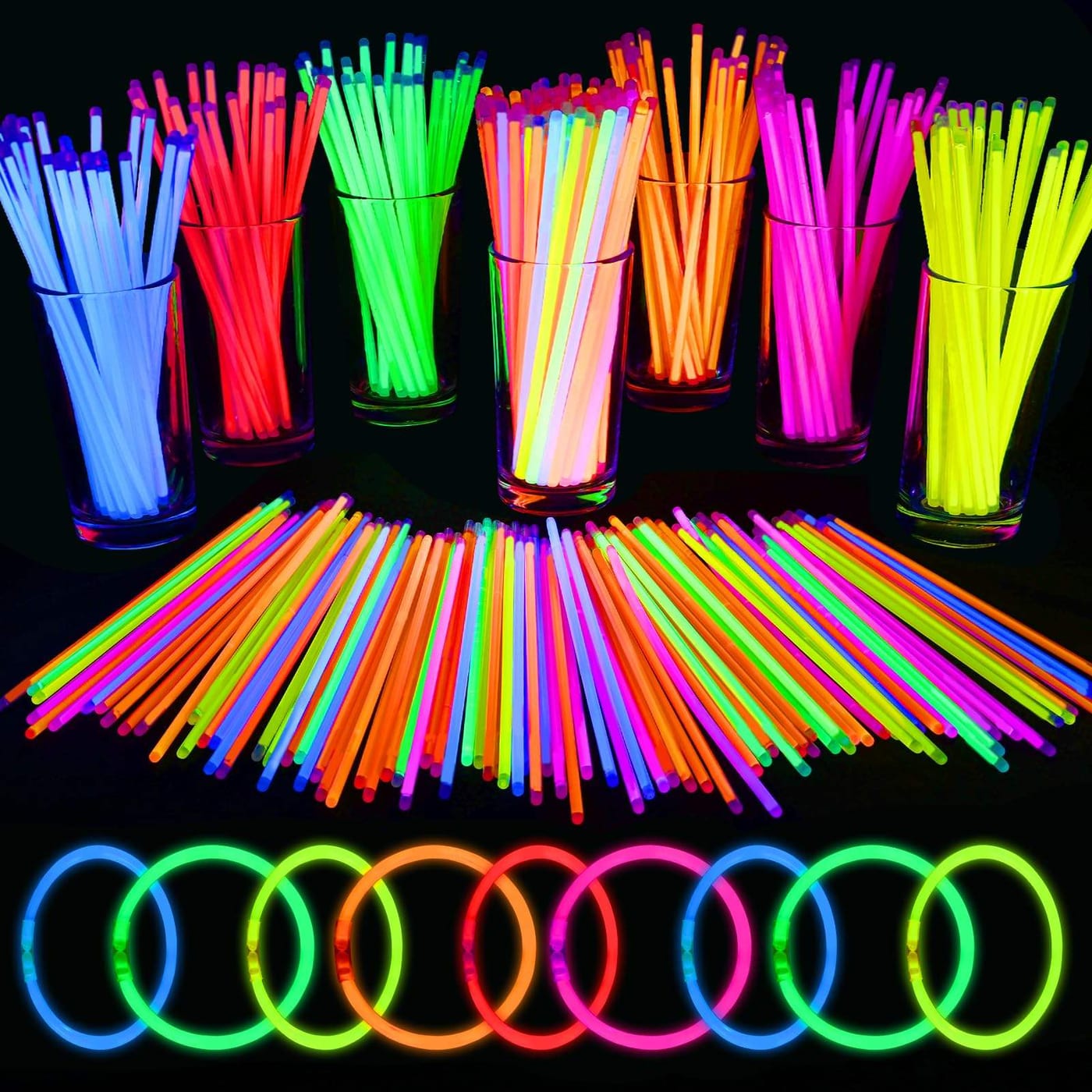 Multi-Color Glow Sticks, 6–8 h